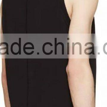 Wholesale Plain Black Cotton Round Neck Tank Top 2015 photo-3