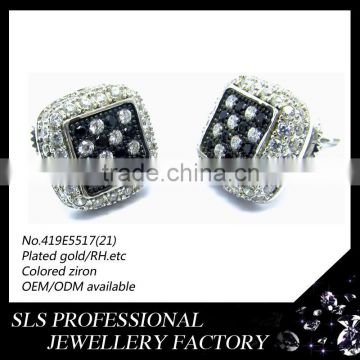 Christmas flashing earrings stud with black and white zircon stone, boys earring jewelry from Chinese wholesale