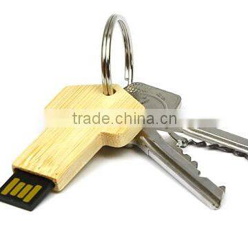 bulk promotional eco key shaped usb drive wooden key chain