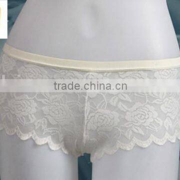 Ladies hot white flower lace wave side garment panty