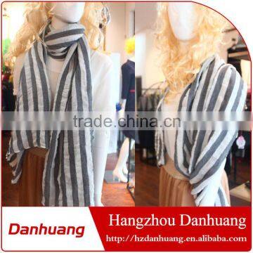 High quality fashionable voile polyester stripe scarf