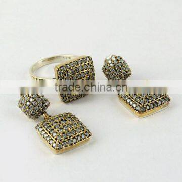 Top Quality !! White CZ 925 Sterling Silver Jewelry Set, Free Shipping For U.K. And U.S.A. Customers