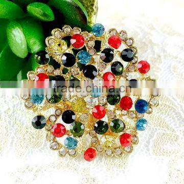 Wholesale Colorful Zinc Alloy Crystal Brooches, Crystal Stones Brooch Pins, Strass Rhinestone Brooch for wedding dress