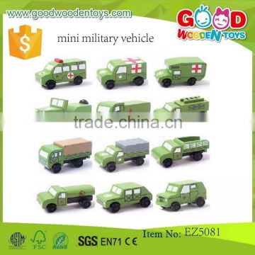 hot sale hardwood military vehicles OEM kids mini car toys military vehicles EZ5081