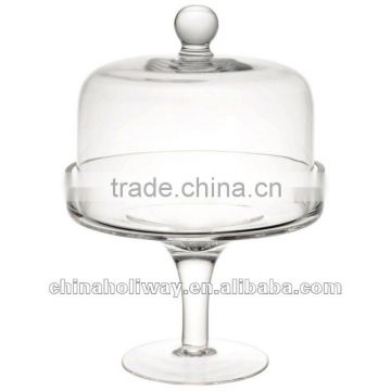 Small glass bell jar, pedestal cake dome glass