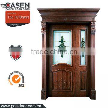 modern design glass insert black walnut wood entrance doors residential