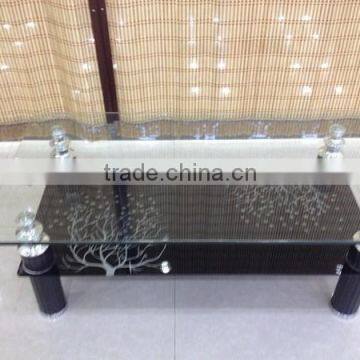 glass top stainless steel base coffee table HY-1005