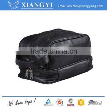 High qulity PU PVC waterproof leather toiletry shaving cosmetic toilet bag