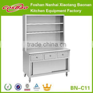 Commercial Stainless Steel Kitchen Bench Cabinet With Sliding Doors,Drawers, Over Shelves BN-C12(Custom Made) photo-2