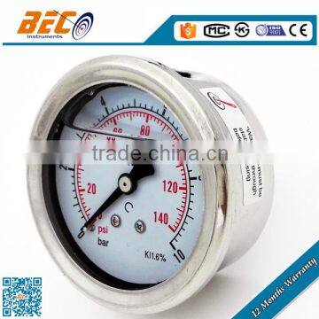 (YTN-50D) 50mm high quality standard common pressure range glycerine oil filled pressure gauge