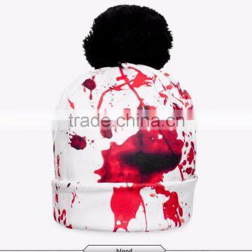 Popular Different Blood Color OEM Red Beabie Winter Red Cotton Beanie Hat photo-2