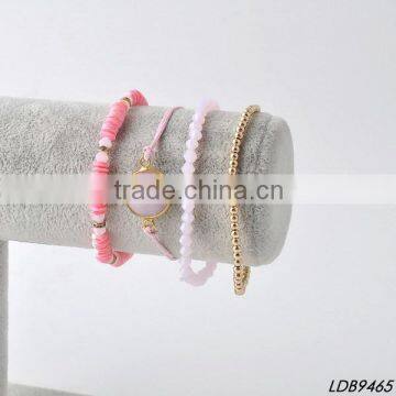 Delicate Pink Beads Bracelet Set for Girl