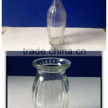 gift ribbed glassflower vases transparent color