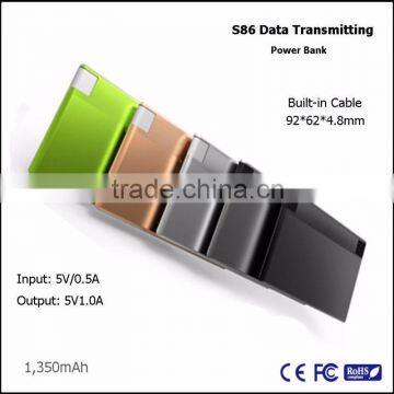 Convenient USB Micro Built in 2 Data Cable Power Bank 1350mah Emergency Charger Supplier's Choice photo-3