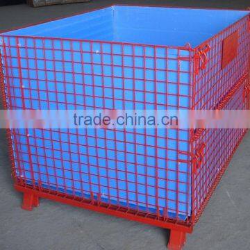 Steel Folding Wire Mesh Containers Stackable Storage Cage