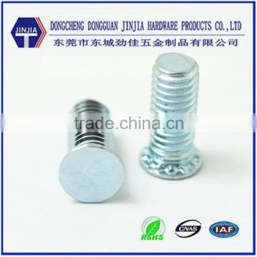 Factory made ROHS blue zinc flat knurled rivet head screw