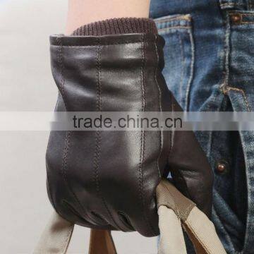 MENS GENUINE leather cashmere gloves