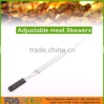 Stainless Steel Barbecue Skewers with Wood Handle Marshmallow Roasting Sticks Meat Hot Dog Fork Best for BBQ Camping Cookware