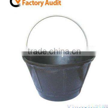 rubber bucket with metal handle can be used to feed animal and as the cement bucket