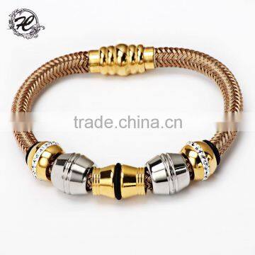 Wholesale Stainless steel mesh chain magnetic clasp diamond setting charm bracelet accessories for women