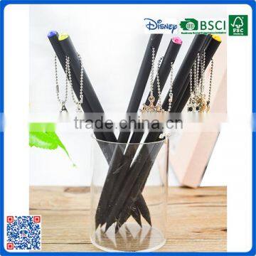 high quality black wood pencil without eraser with hanging drop