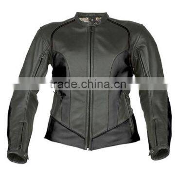 womens Leather Motorcycle Racing Armor Jacket