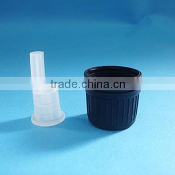 18mm black essential oil dropper cap with insert, 18/400 essential oil cap for glass bottles