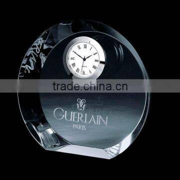 Laser Engraved Roung Crystal Clocks with Personalized Logo for Corporate Gifts