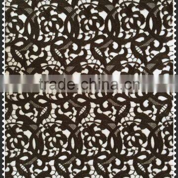 Nice black color chemical full embroidery lace fabric