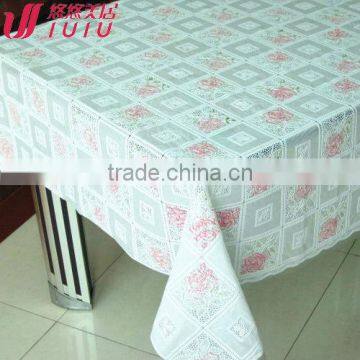 pvc lace table cloth, plastic printed tablecloth