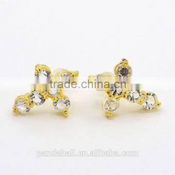 Men's earring gold rhinestone cross stud earrings pendientes plata(EJEW-M005-03G)