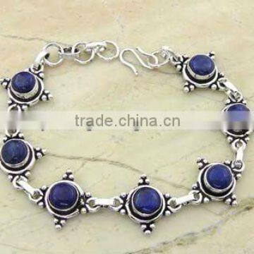 925 Sterling Silver Genuine Lapis Bracelets