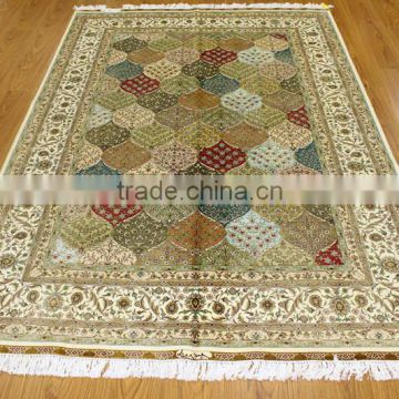 handmade turkish silk carpet Isfahan design 5.5x8ft