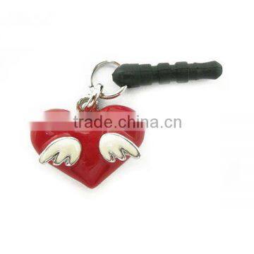 Cute heart shaped angel earphone jack dust cap plug for iphone, designed by (C) charis,OEM service