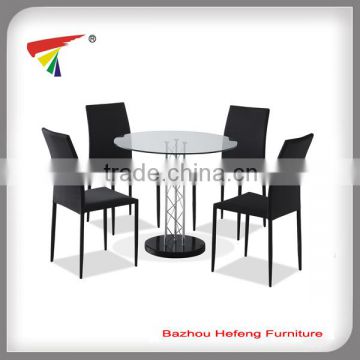 1+4 round tempered glass dining table set