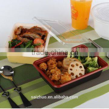 plastic take-out food dishes container compartment with clear lid