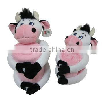 JM8363-1 soft toy cow with children blanket