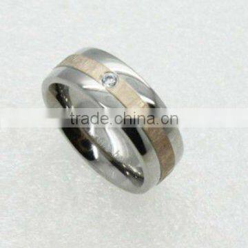 Wholesale stainless steel rose gold plated zircon stone ring