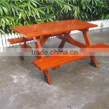 Outdoor kids wooden picnic table with benches