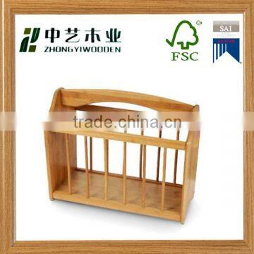 FSC&SA8000 handmade high quality desktop wooden office magazine rack wooden book file holder