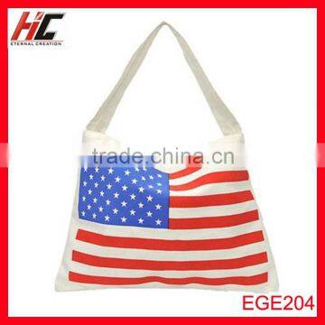 Green canvas american flag bag