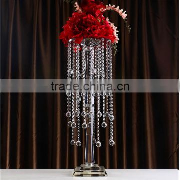 yiwu crystal flower stand home decoration item pieces with hanging crystal