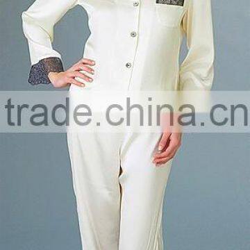 Classica Silk Satin Sleep Shirts Pure Silk Chameuse Fabric Pajamas photo-2