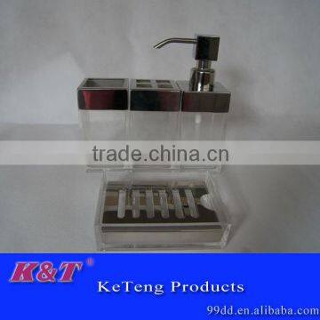 4pcs Hot sell modern acrylic transparent stainless steel bathroom set