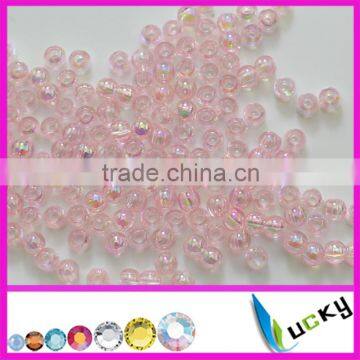 Pink ab color Round Acrylic beads colorful ab effect transparent Beads with two holes 3mm to 16mm