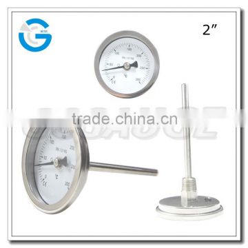 High quality all stainless steel thermometer for high temperatures with crimped ring