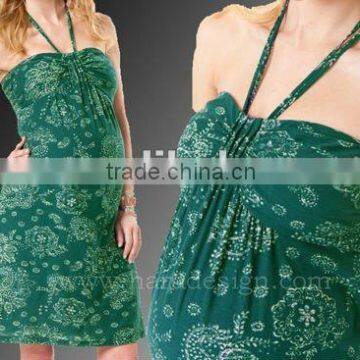 cotton maternity halter neck printed dress
