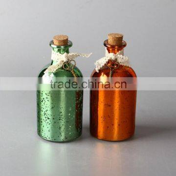 mercury glass bottles for liquor with cork and key