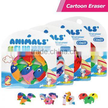 multi-colour extrude children fancy 2D erasers sets