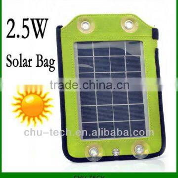 2.5W Solar Panel Bag Charger with Plug Connectors for Emergency Power Supply, Output 5V, 400-500mAh